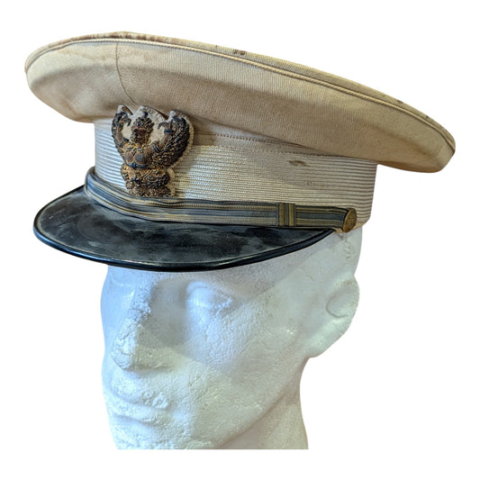 Original 1930s-40s Siamese (Thai) Senior Government Official Light Tan Visor Cap