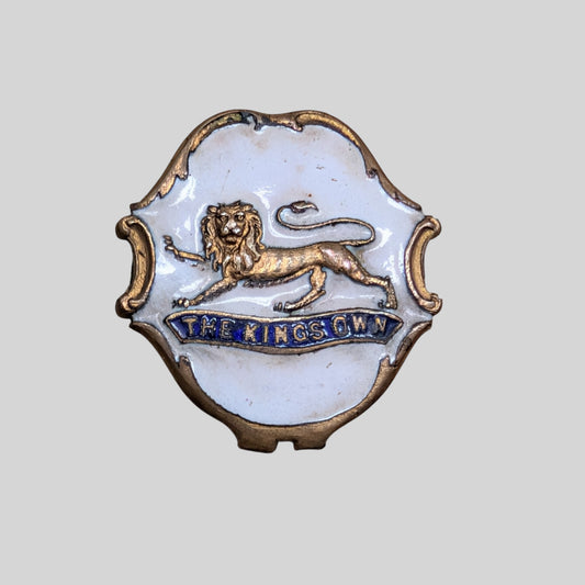 Scarce WW1 The King's Own Regiment White Faced Enamel Sweetheart Brooch