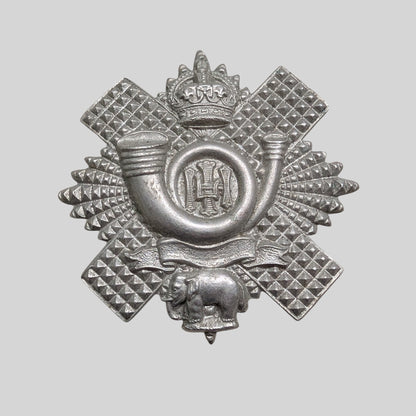 Highland Light Infantry Territorials Short Scroll White Metal Cap Badge