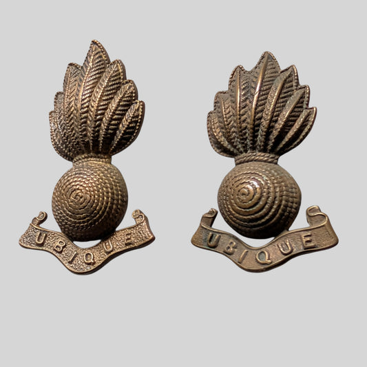 Royal Artillery Gilding Metal Collar Badge Pair
