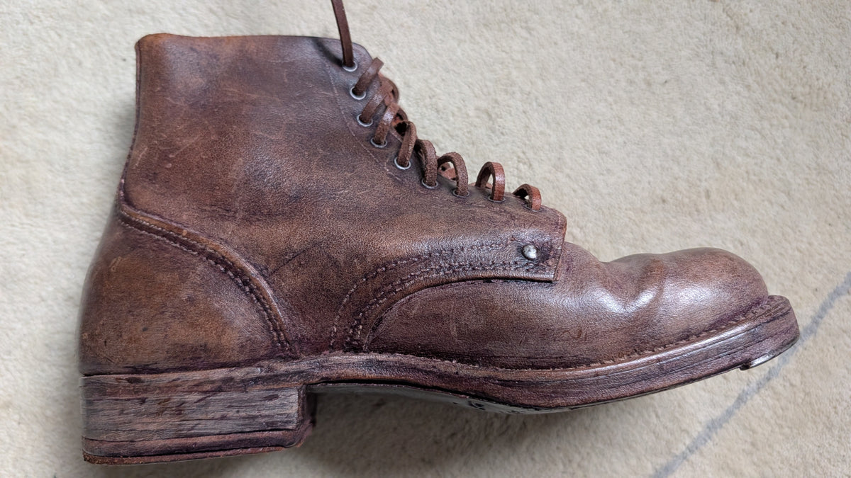 WW1 FRENCH ARMY M1912/16 BROWN ANKLE BOOTS Pair - Brodequins
