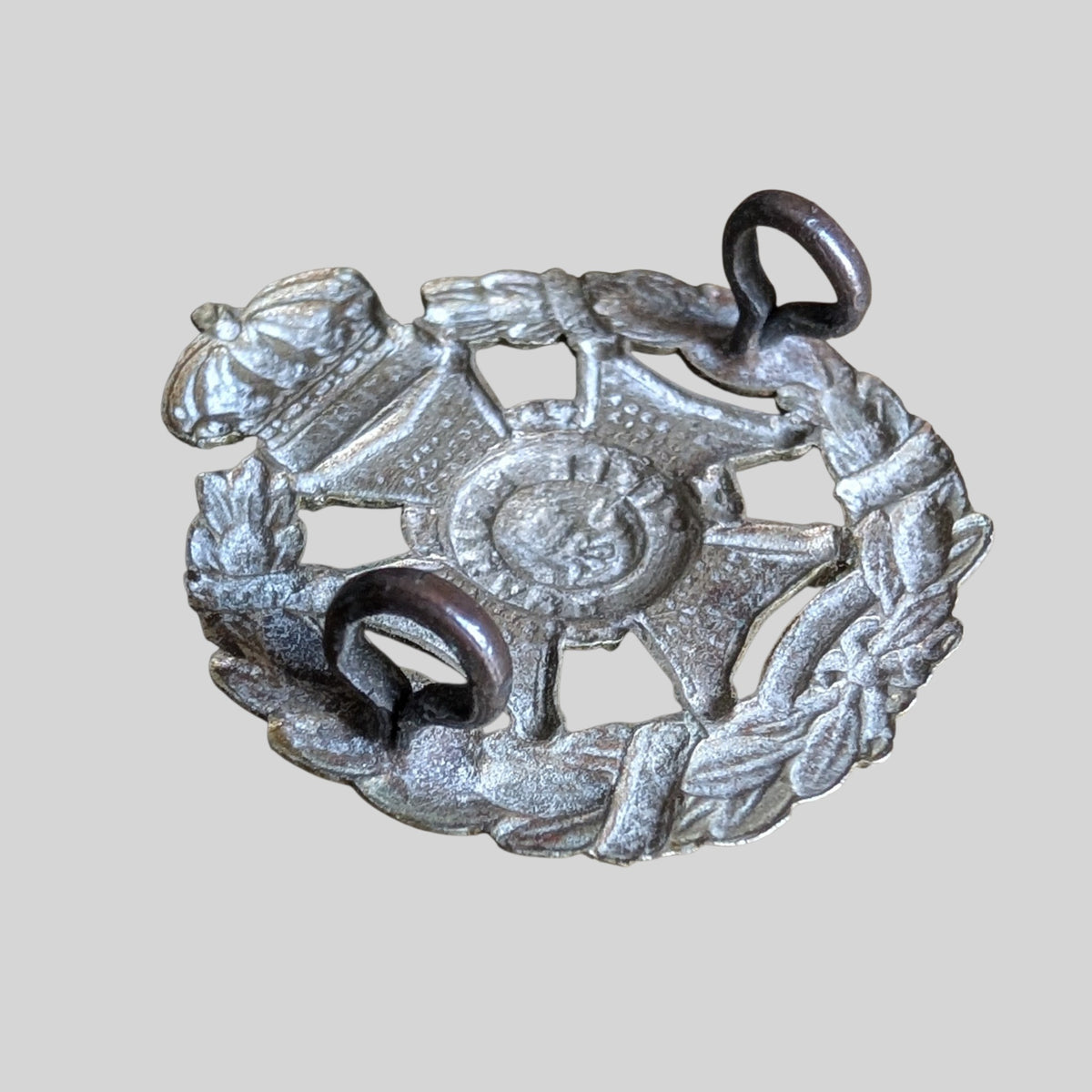 Victorian The Rifle Brigade White Metal Collar Badge