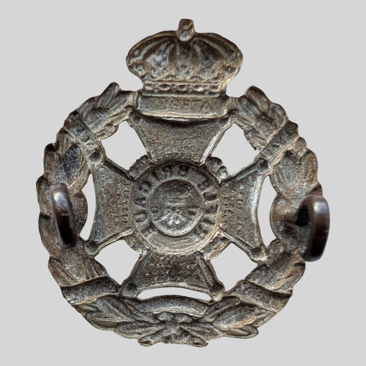 Victorian The Rifle Brigade White Metal Collar Badge
