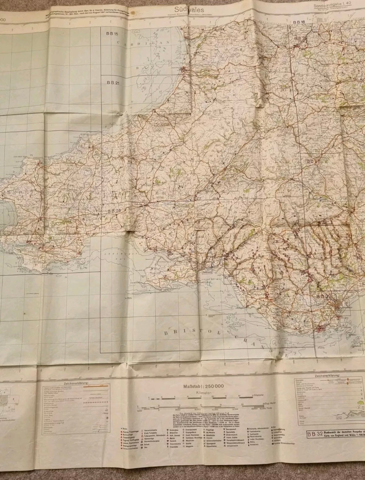 SOLD! WW2 German Operation Sealion Map of South Wales (Folder 7)