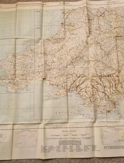SOLD! WW2 German Operation Sealion Map of South Wales (Folder 7)
