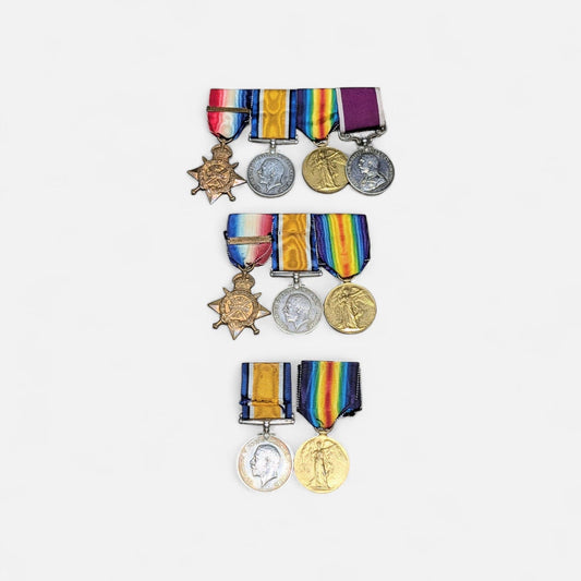 Unique WW1 Medal Set To 4 Brothers Viney Family With 2 Mons Stars With 5th August Clasps