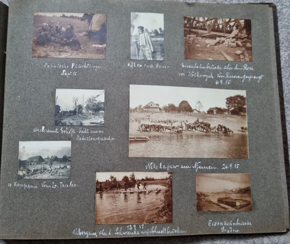 SOLD! Rare WW1 1915 German Eastern Front Photo Album 146 Photos + Ausweis