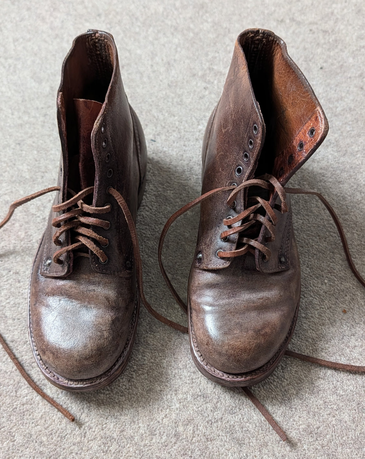 WW1 FRENCH ARMY M1912/16 BROWN ANKLE BOOTS Pair - Brodequins