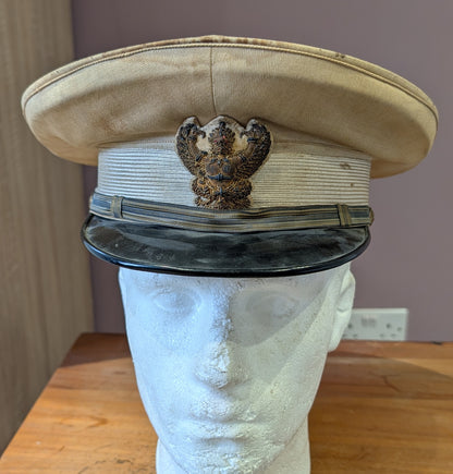 Original 1930s-40s Siamese (Thai) Senior Government Official Light Tan Visor Cap