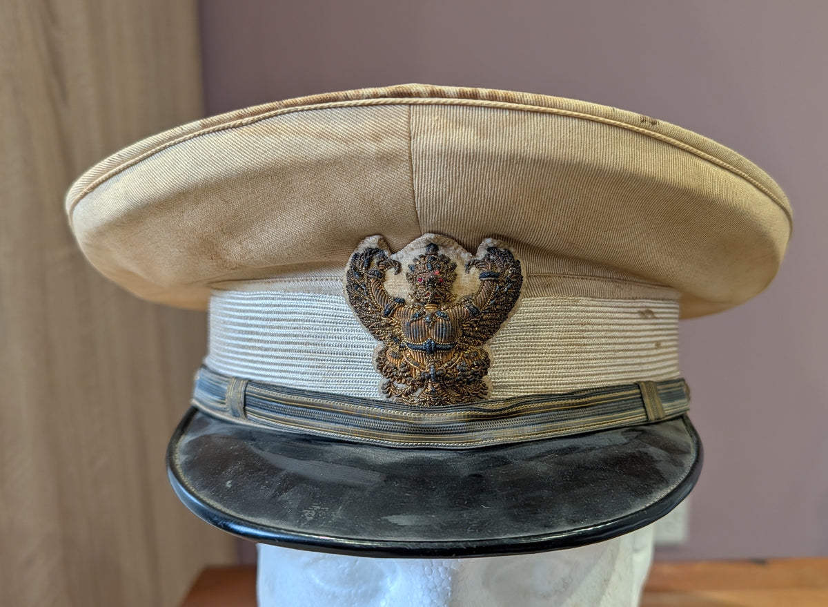 Original 1930s-40s Siamese (Thai) Senior Government Official Light Tan Visor Cap