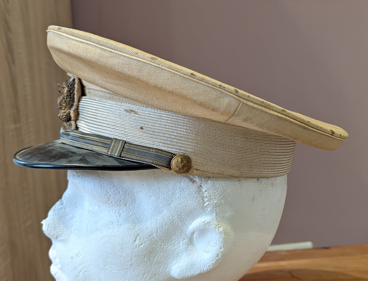 Original 1930s-40s Siamese (Thai) Senior Government Official Light Tan Visor Cap