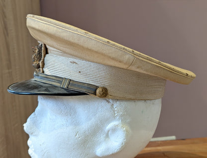 Original 1930s-40s Siamese (Thai) Senior Government Official Light Tan Visor Cap
