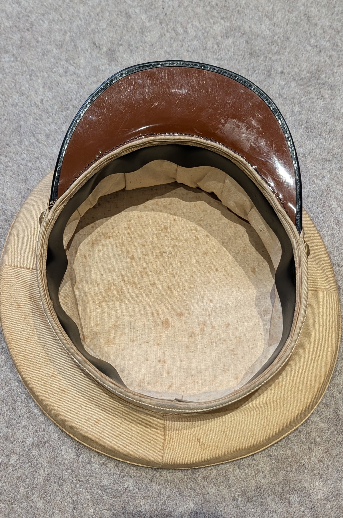 Original 1930s-40s Siamese (Thai) Senior Government Official Light Tan Visor Cap