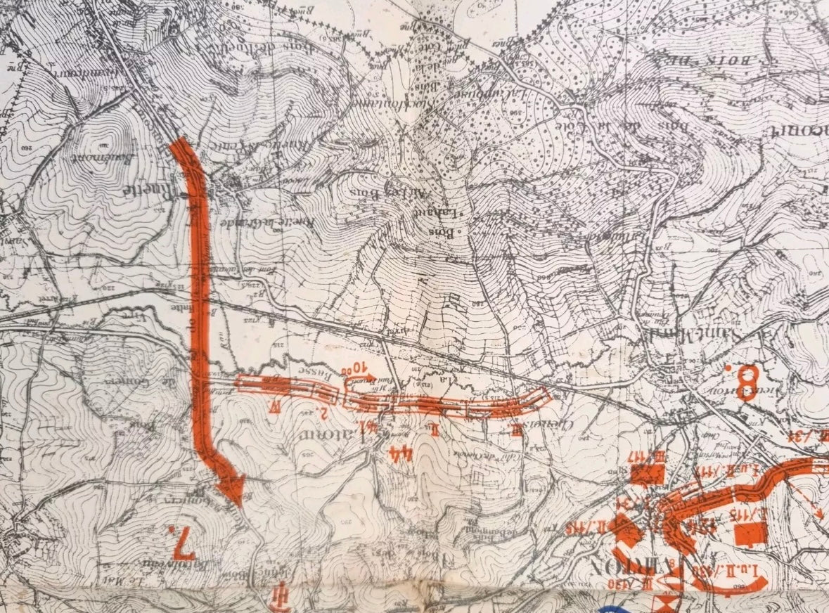 Fascinating WW2 German Blitzkrieg Planning Map, of WW1 Ardennes Positions, Produced January 1939