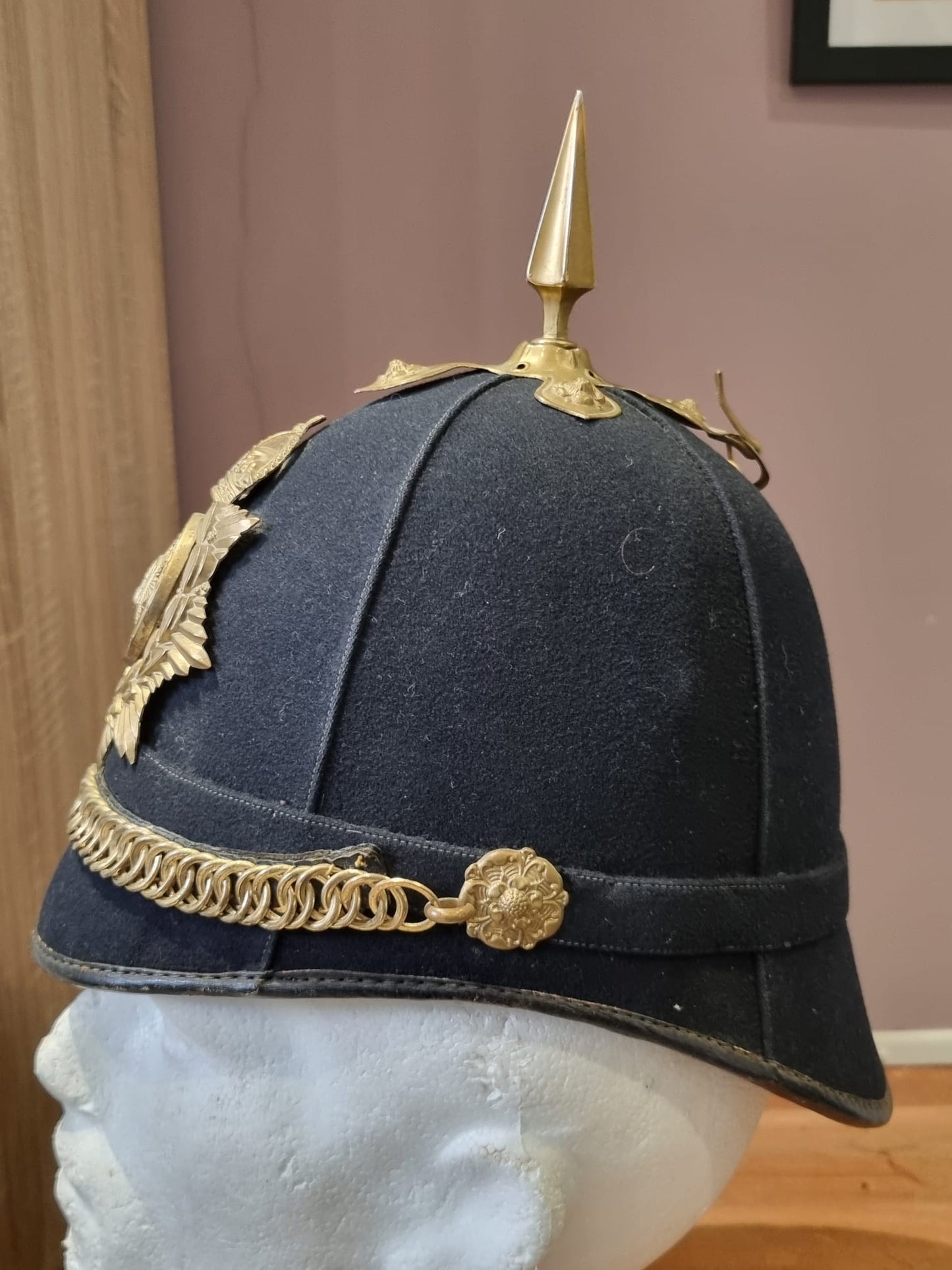 Pre WW1 (Edwardian) East Surrey Regiment Enlisted Man's Home Service Helmet, Dated 1907