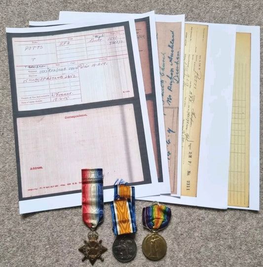 WW1 British Medal Trio to Corporal Thomas/Thompson Potts- 1st Reserve Brigade, Royal Artillery