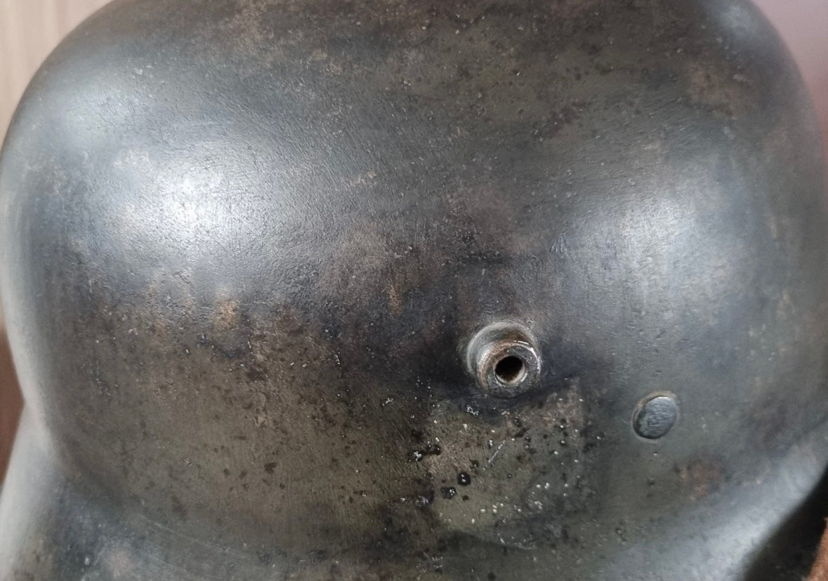 SOLD! WW1 German M16 Transitional Helmet, with 1930s Remnant Decals and Camo Paint (Repro Liner & chinstrap)