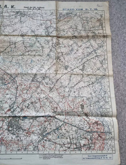 WW1 German 6th Army IX RAK Trench Map Bethune area 9 July 18
