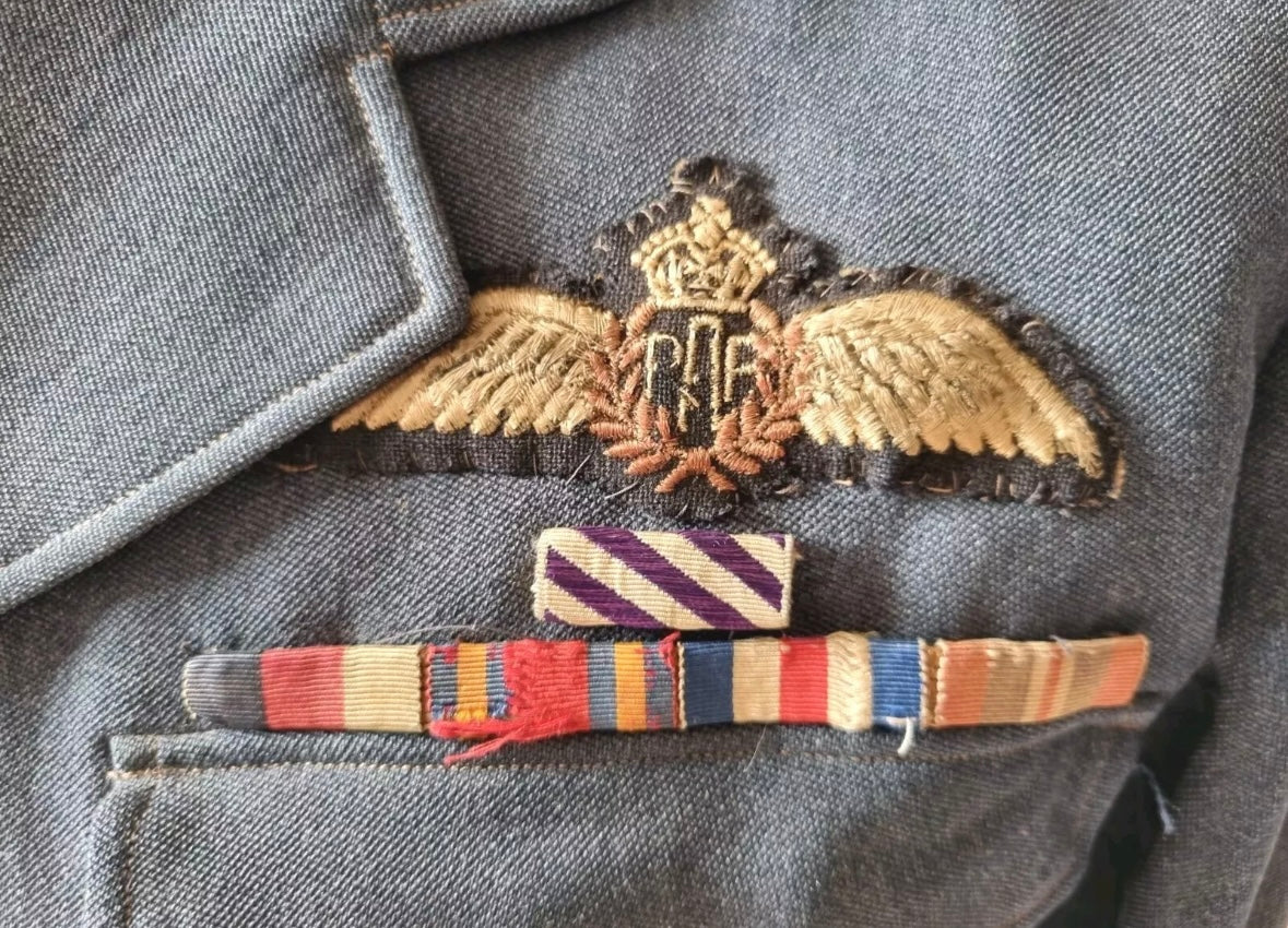 SOLD! WW2 Era RAF Battledress to a Flight Lieutenant with Medal Bar. Attributed to Adam Thomas Dugdale (Tom) DFC