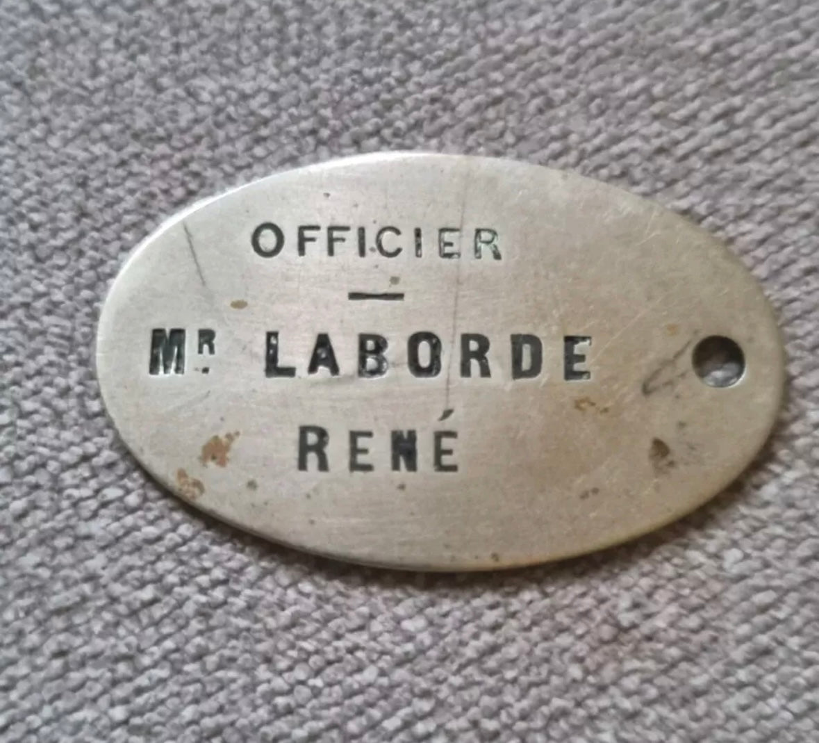 1889 Pattern French Army Officer’s Dog Tag for Rene Laborde