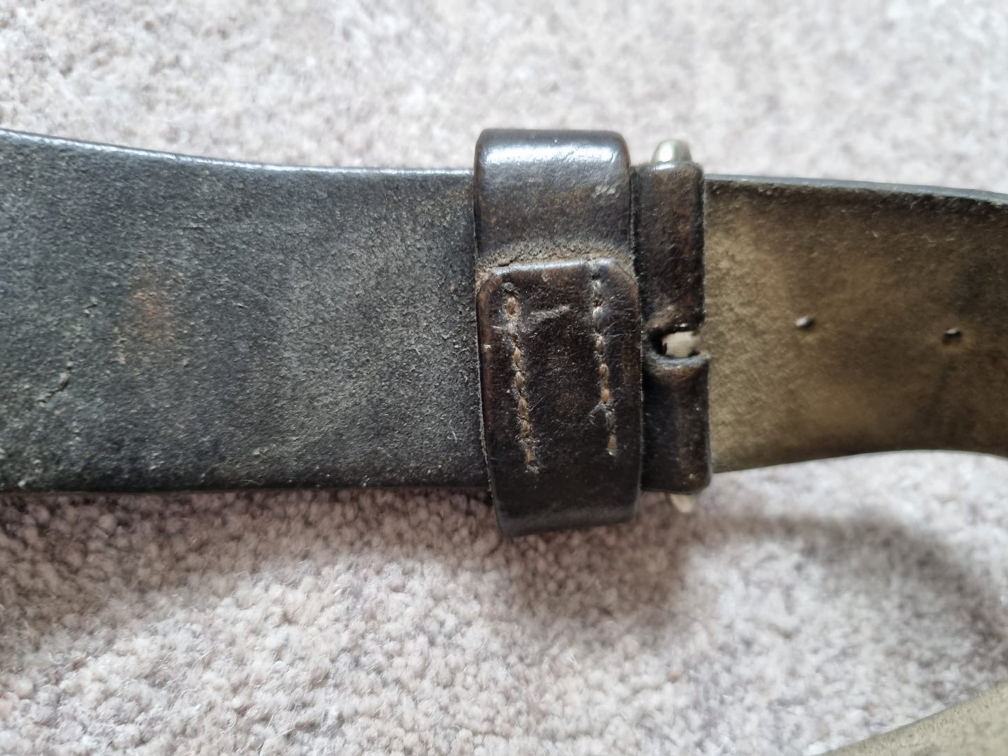 Victorian British Army Leather Belt with White Metal Buckle