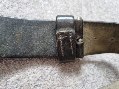 Victorian British Army Leather Belt with White Metal Buckle