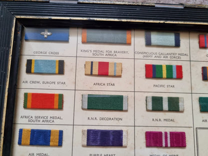 SOLD! WW2 Allied Forces Ribbon Chart with 68 Real Ribbons