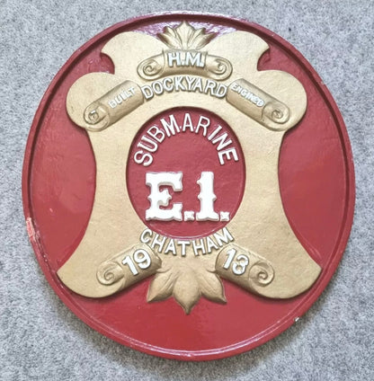 SOLD! Unique Original WW1 Royal Navy HM Submarine E.1 Wall Plaque Crest Shield 1913