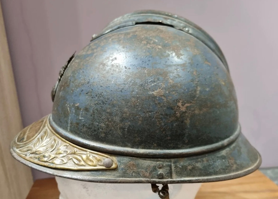 SOLD! WW1 French Infantry M15 Adrian Helmet with Veterans Plaque