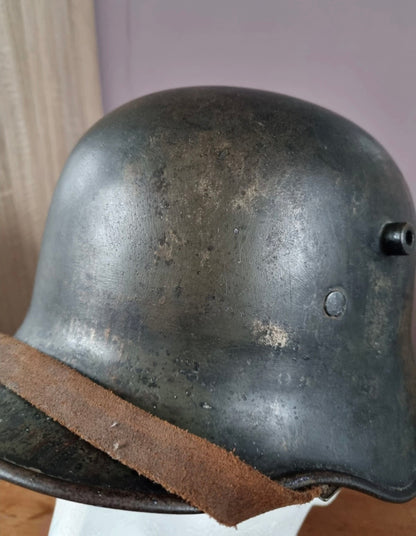 SOLD! WW1 German M16 Transitional Helmet, with 1930s Remnant Decals and Camo Paint (Repro Liner & chinstrap)