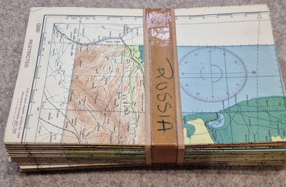 Rare! WW2 US Army Set of 53 Aeronautical Maps of Russia/Soviet Union, Marked RESTRICTED