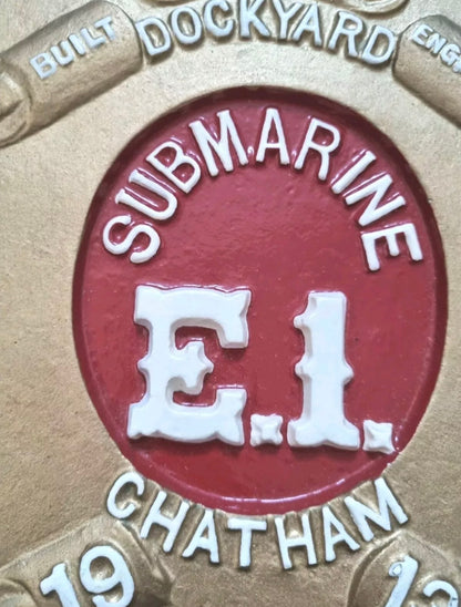 SOLD! Unique Original WW1 Royal Navy HM Submarine E.1 Wall Plaque Crest Shield 1913