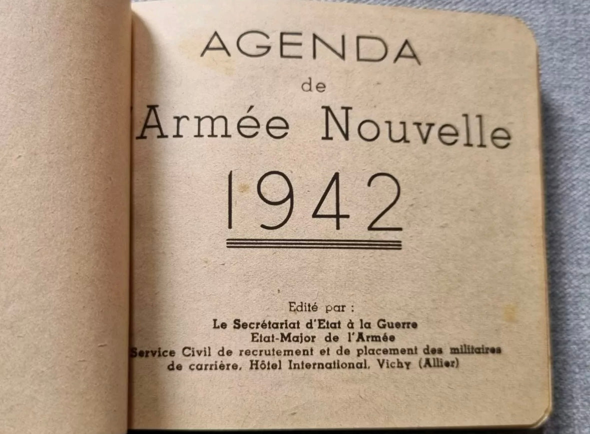 SOLD! Rare WW2 French Vichy Diary, "Agenda de Armée Nouvelle 1942"