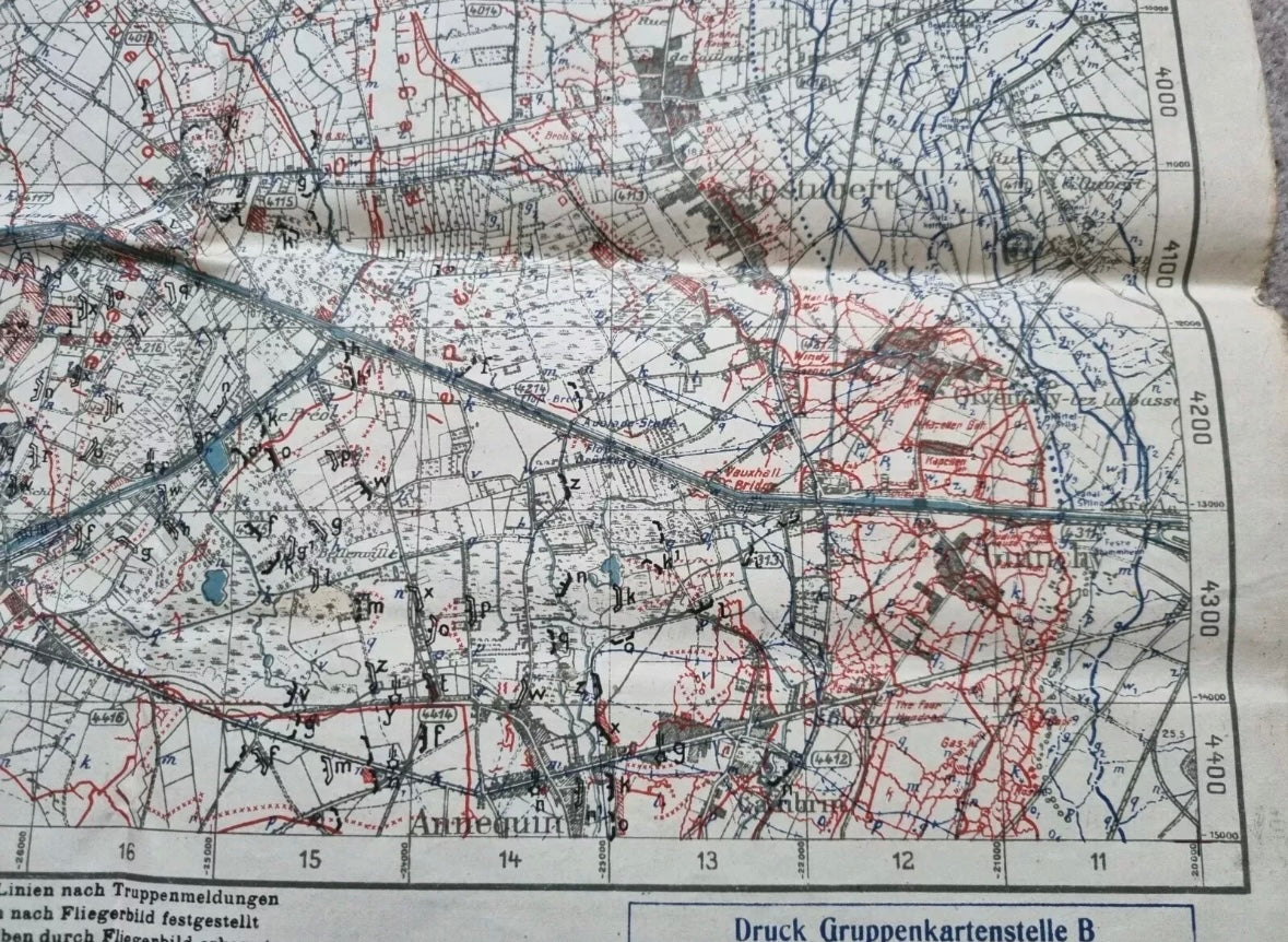 WW1 German 6th Army IX RAK Trench Map Bethune area 9 July 18