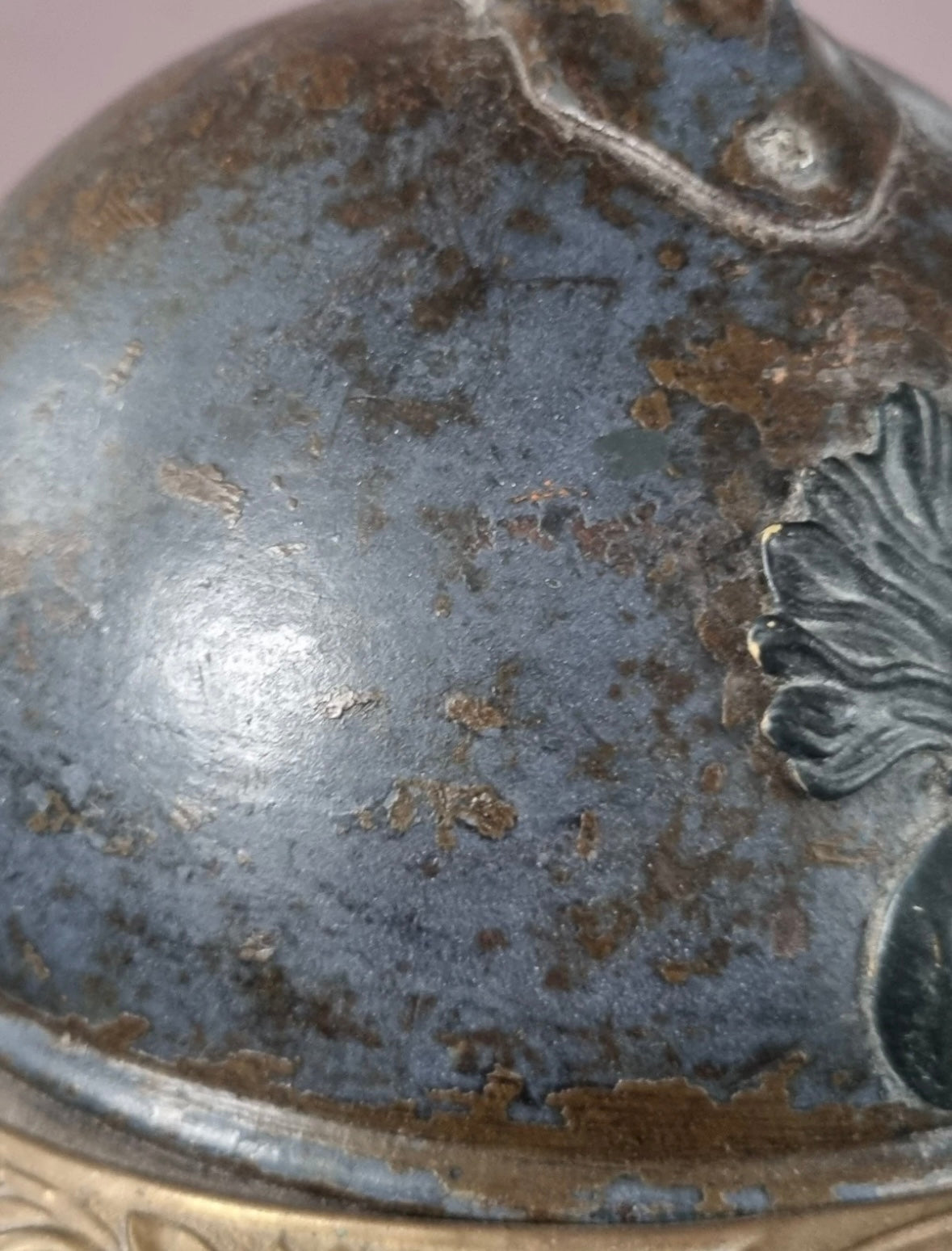 SOLD! WW1 Colonial French Infantry M15 ‘Adrian’ Helmet Shell, With Officer’s Named Veterans Plate
