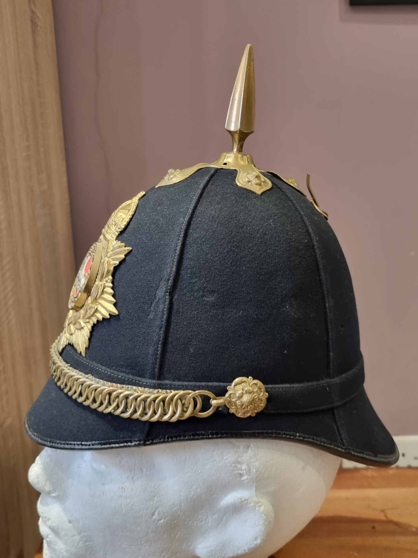 Pre WW1 (Edwardian) Gloucestershire Regiment Enlisted Man's Home Service Helmet, Dated 1910