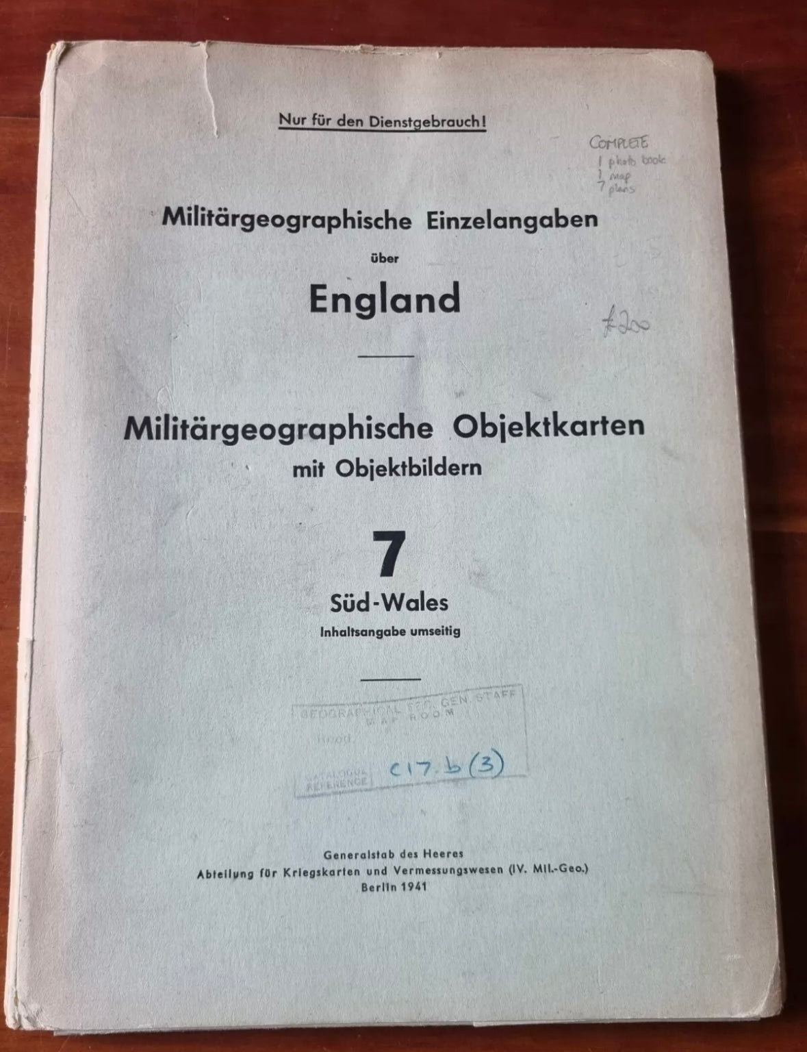 SOLD! WW2 German Operation Sealion Map of South Wales (Folder 7)