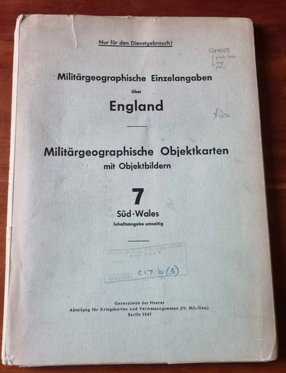 SOLD! WW2 German Operation Sealion Map of South Wales (Folder 7)
