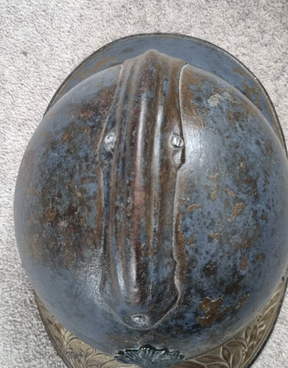 SOLD! WW1 Colonial French Infantry M15 ‘Adrian’ Helmet Shell, With Officer’s Named Veterans Plate