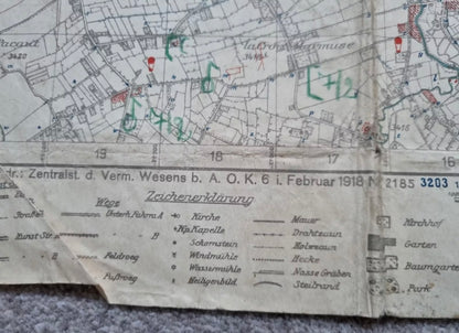 SOLD! WW1 German 6th Army Trench Map - Merville Area 3rd March 1918
