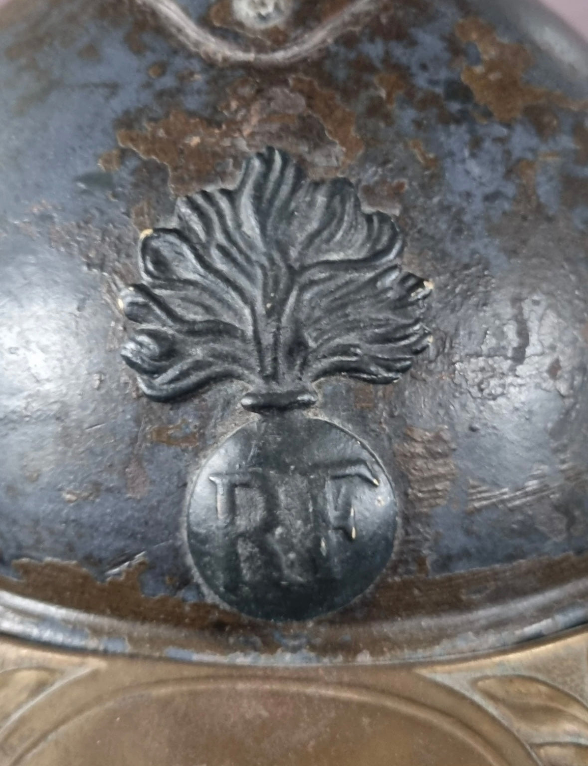 SOLD! WW1 Colonial French Infantry M15 ‘Adrian’ Helmet Shell, With Officer’s Named Veterans Plate