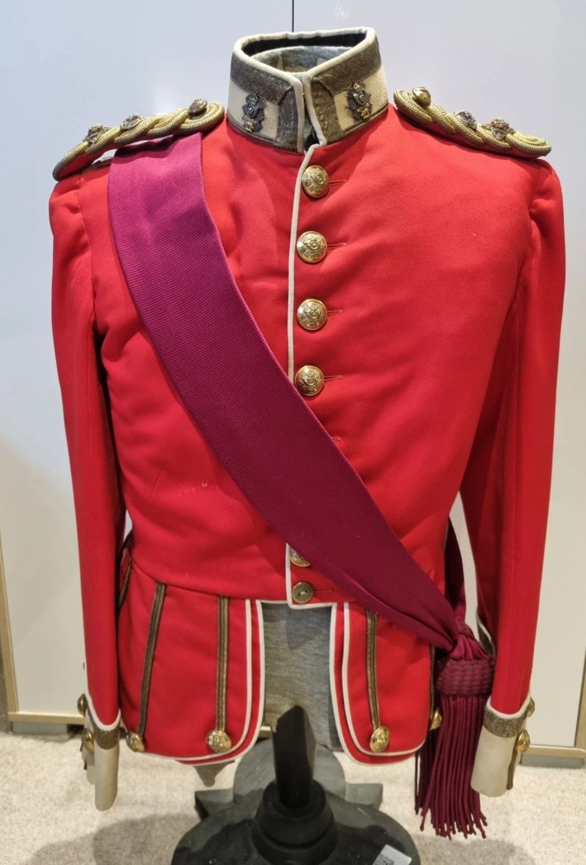 SOLD! Pre-WW1 (Edwardian) Highland Light Infantry Lieutenant Colonel’s Doublet & Burgundy Sash.