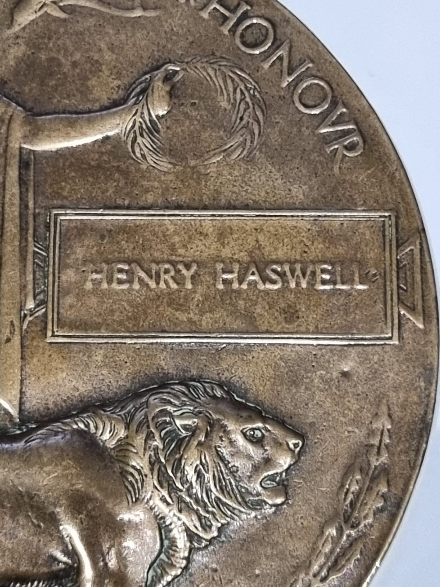 SOLD! WW1 British Death Plaque to Henry Haswell