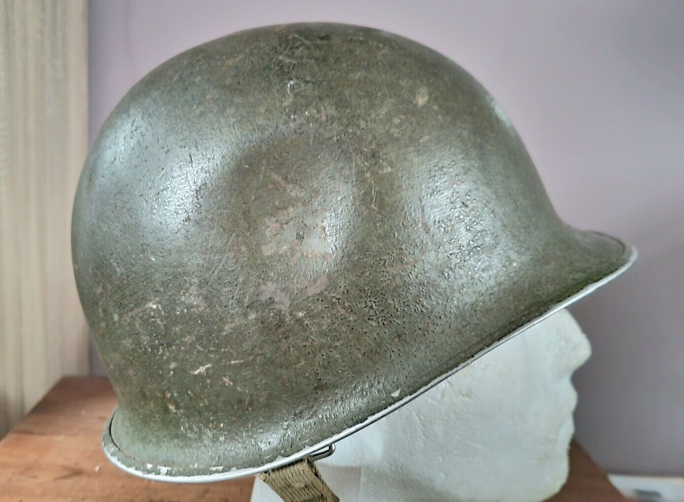 SOLD! WW2 US Army M1 Helmet, Fixed Bail, Front Seam & Firestone Liner Set