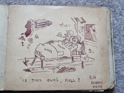 Unique WW1 British Soldier’s Scrapbook/Photo and Penny Flag Album, with Cartoons