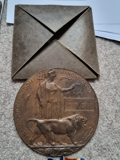 SOLD! WW1 Medal and Death Plaque Collection to Brothers William and Joseph Arthur Tilsley including 1914 Mons Star and MID Clasp, Enlisted Underage