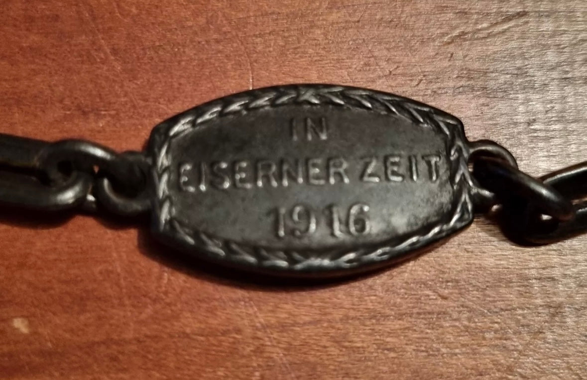 SOLD! WWI Imperial German Iron Watch Chain 'Gold Zur Wehr Eisen Zur Ehr'
