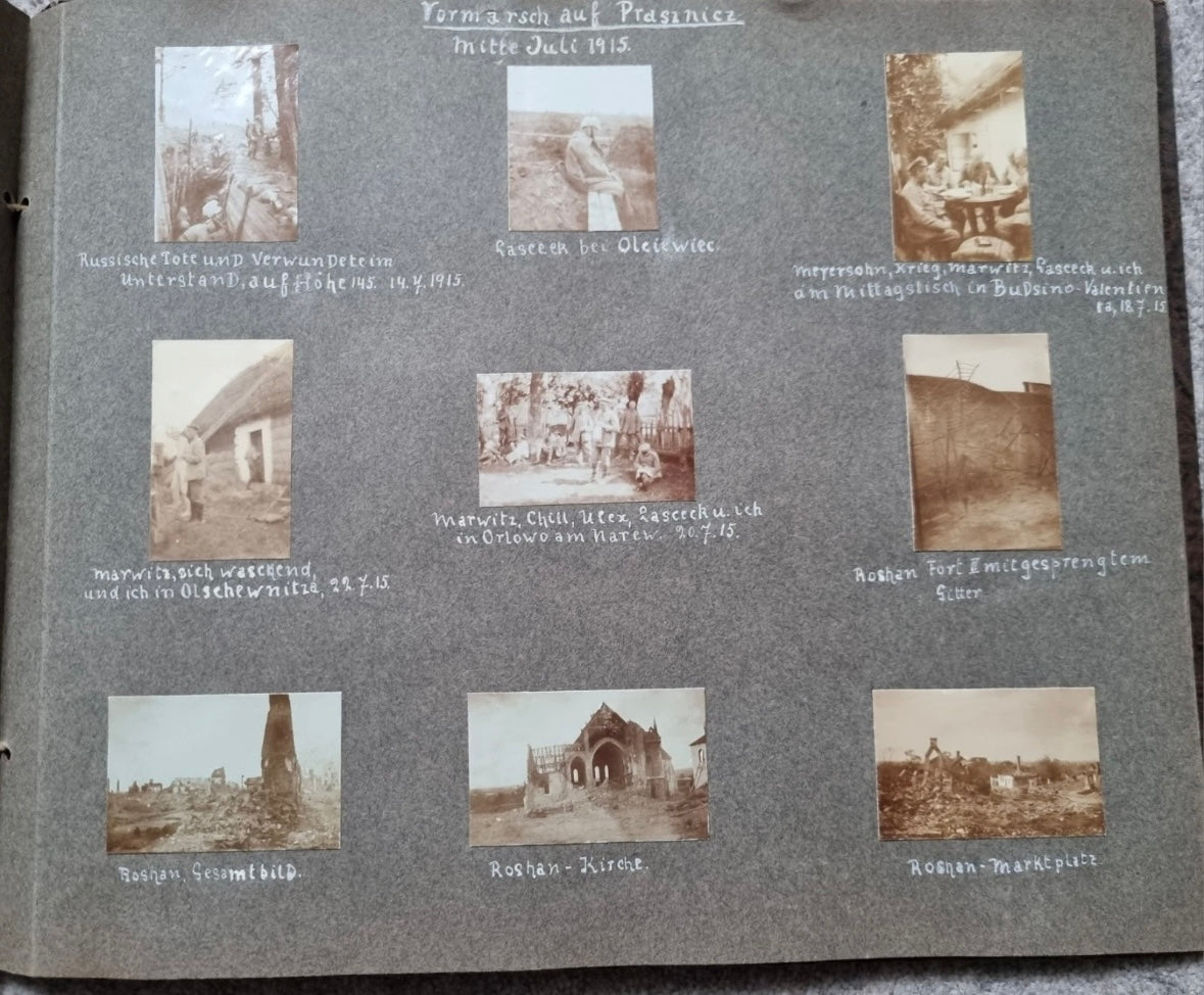 SOLD! Rare WW1 1915 German Eastern Front Photo Album 146 Photos + Ausweis