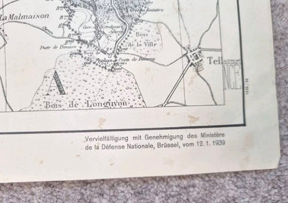 Fascinating WW2 German Blitzkrieg Planning Map, of WW1 Ardennes Positions, Produced January 1939