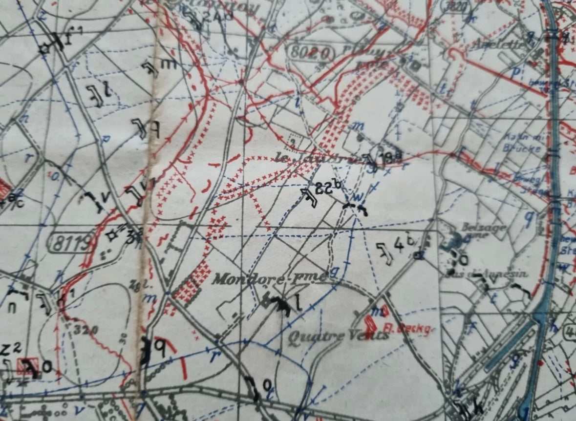 WW1 German 6th Army IX RAK Trench Map Bethune area 9 July 18